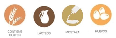 Gluten leche mostaza huevos